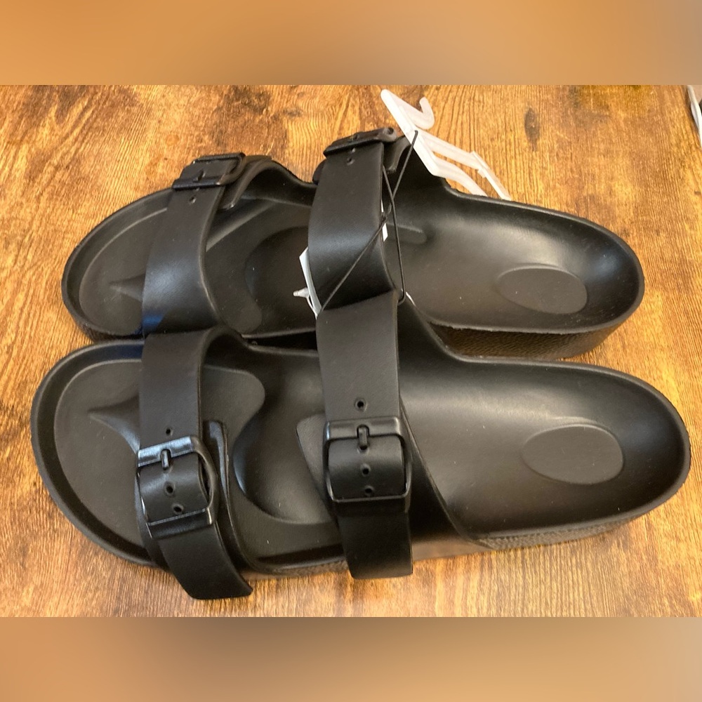 Women's Neida EVA Two Band Footbed Slide Sandals - Shade & Shore™ Black Size 11 - Picture 4 of 6